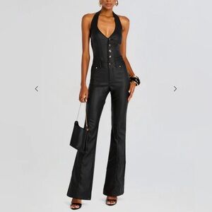 Retrofete Black Halter Jumpsuit Size Small